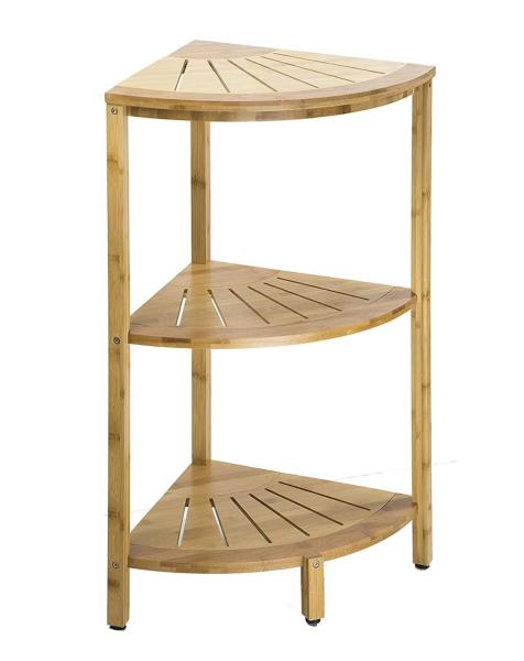 Freestanding 3-Tier Bamboo Corner Shower Shelf Caddyfor Shower, Kitchen, Hall