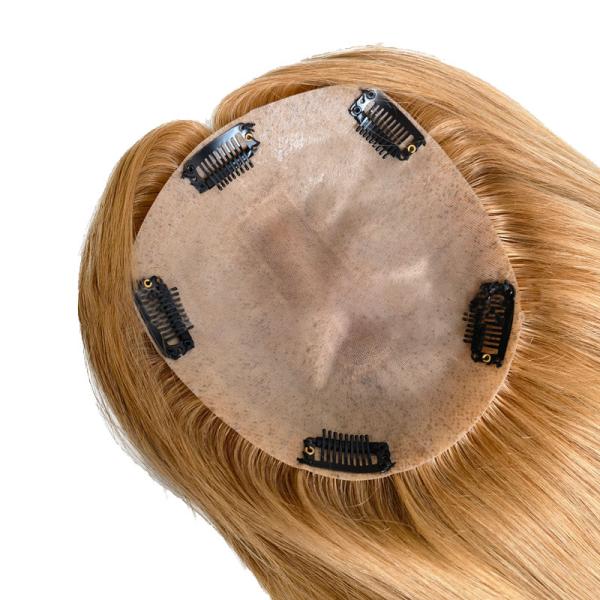 High Density European Free Part Silk Top Base 1B Real Remy Raw Hair Toupee Wig Pieces Toppers for Women