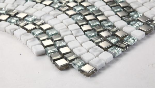Ice Crack Glass Metal Mosaic Bathroom Backsplash Tile Special Chip Size