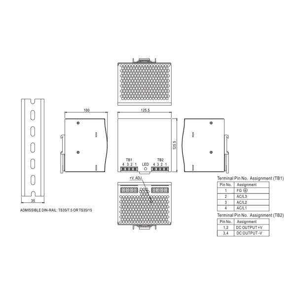 Электропитания РЕЛЬСА ДИН Меанвелл ДРТ-240-48 240В надежность трехфазного промышленного высокая