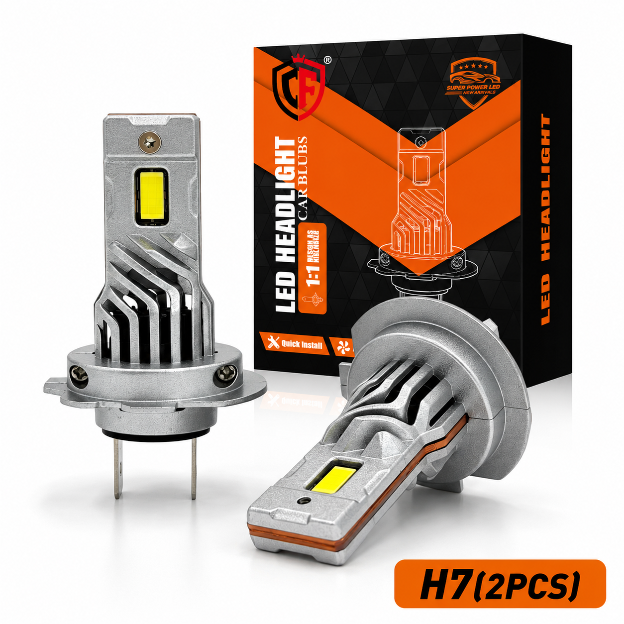F35 LED Headlight Bulbs Plug and Play with Integrated Cooling Fan and 3300LM COB for Car Headlamp Upgrades