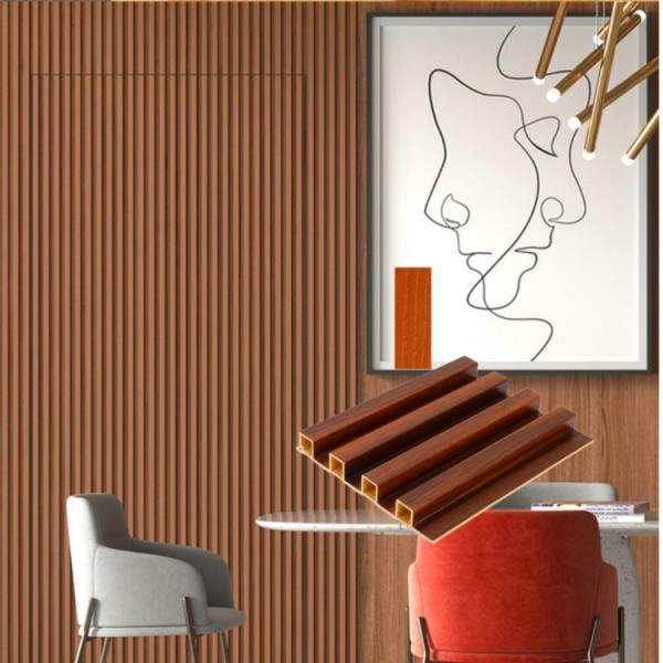 Home or Mall Fluted Indoor 3D Slat WPC Wall with Nano Effect Wood Grain Decoration