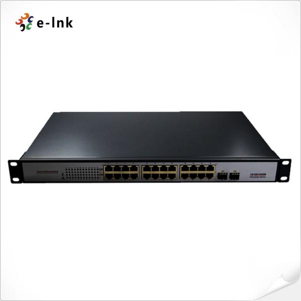 10/100/1000Mbps PoE-PSE Fiber-to-Copper Ethernet Switch: 2 SFP + 24 PoE