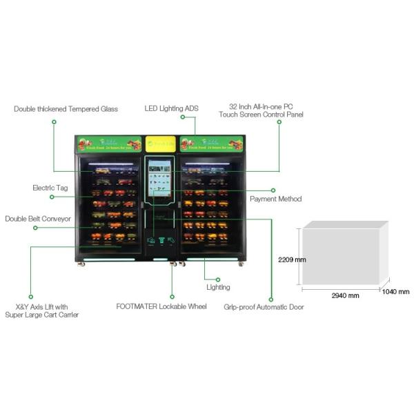 Заказ самообслуживание Большой шкаф холодильный салат овощи фрукты яйца торговый автомат для продуктов питания