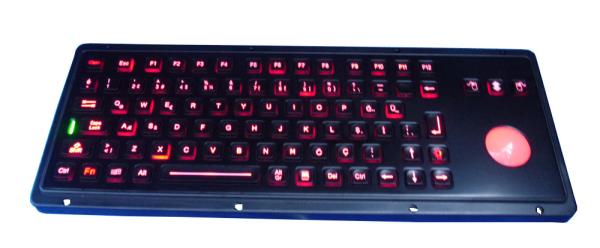 Teclado militar titanium preto iluminado personalizado de USB com trackball retroiluminado