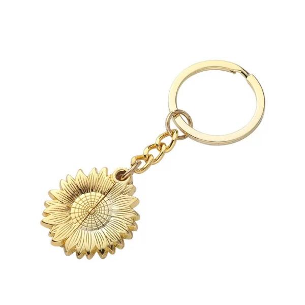 Custom Blank Metal Keychain Openable Sublimation Sunflower Locket Key Chain Valentine's Day Gift