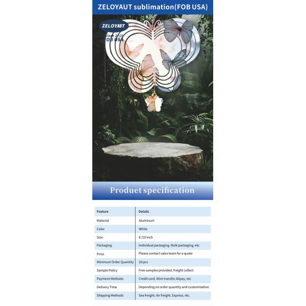Wholesale butterfly Shape Sublimation Wind Spinners Blanks with Tail Double Side Printing 8inch 3d Wind Spinner for Home Decor