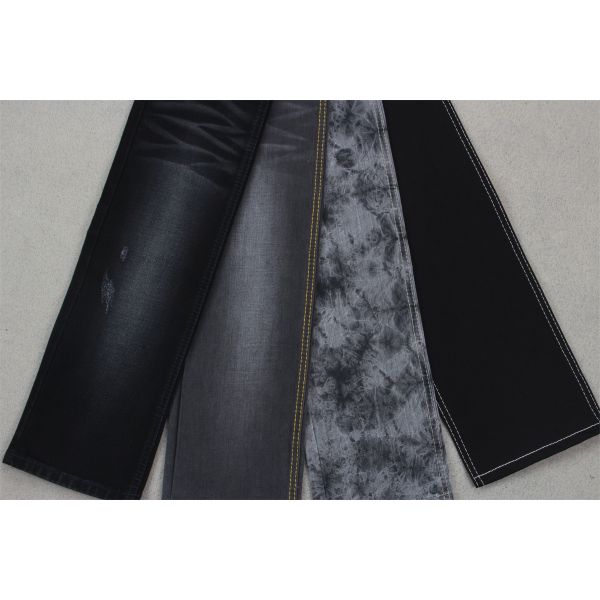 10 Once Black Black Slub Cotton Polyester Spandex Denim Jeans Fabric