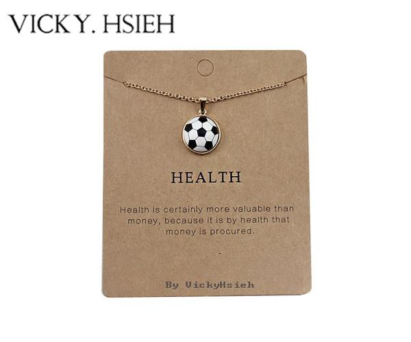 VICKY.HSIEH "Health" Gold Tone Football Pendant Inspiration Chain Necklace