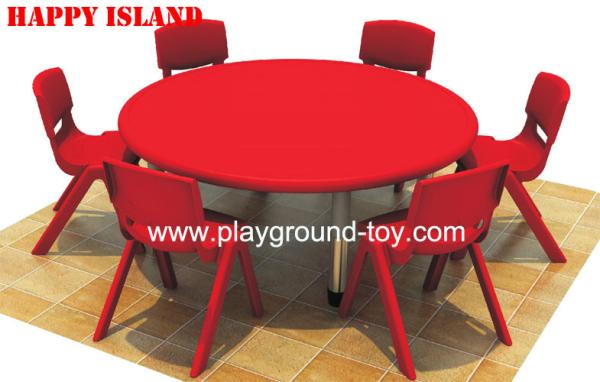 Colorful Round Kindergarten Plastic Kids Table Furniture For Kindergarten Classroom With Rubber Root For Learning