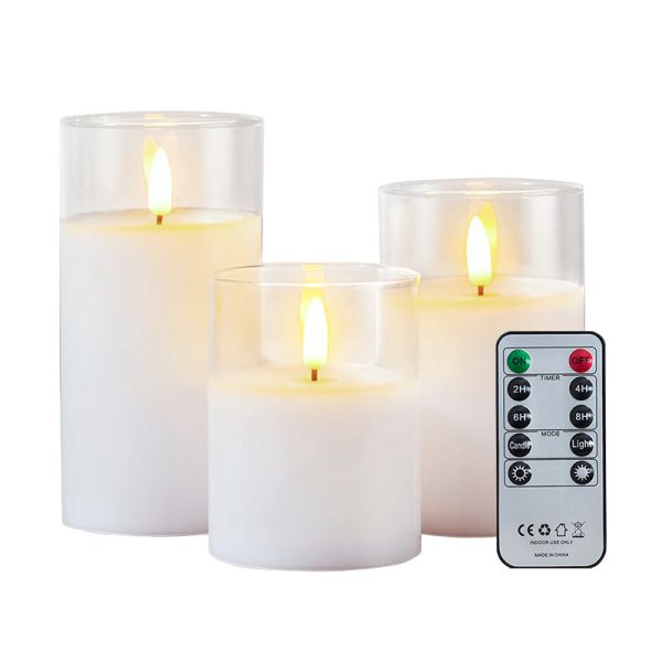 Remote Control LED Pillar Candle with Flickering Flame Effect and Timer Function for Home Decor