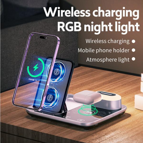 Dimming Fast  Qi Wireless Charger Dock  Stand 15W High Efficiency