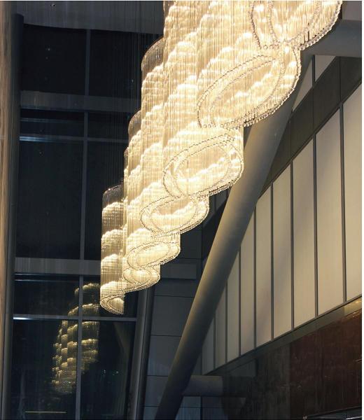 Customized K9 Crystal Chandelier For Hotels Banquet Halls Large Round Oval Shape Flush Mount With Project Installation Service