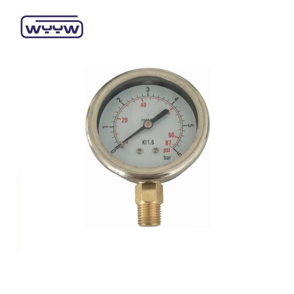 oem para manômetro de pressão industrial penumático livre 1/4G conexão radial líquido preenchido manômetro de pressão de barra 2,5