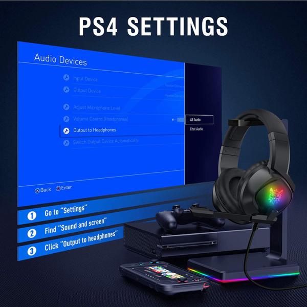 RGB Light Noise Cancelling PC Gaming Headset , Gaming Headphones Wired Over Ear