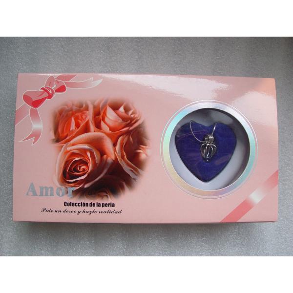 Spanish Versions Color Box  Love Pearl Necklace Gift Box With Fashion Cage Pendant for Birthday or Holiday Gift