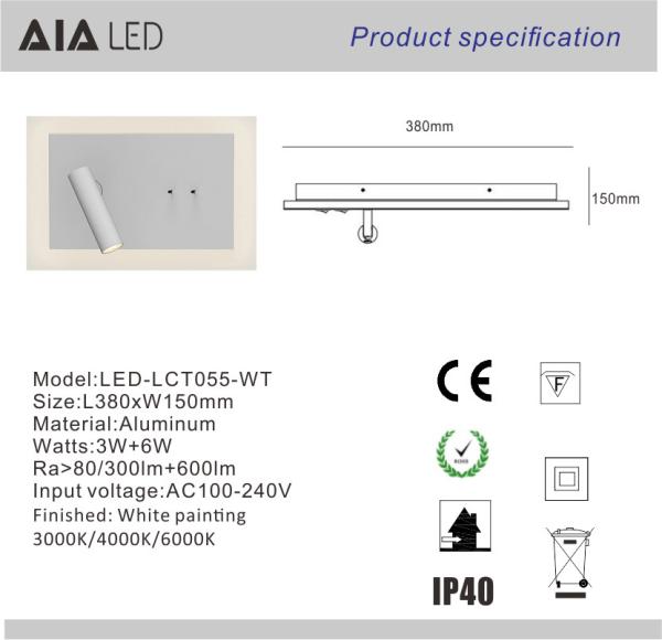 hotel led flexible bedside reading wall light usb led reading lamp/led book wall light