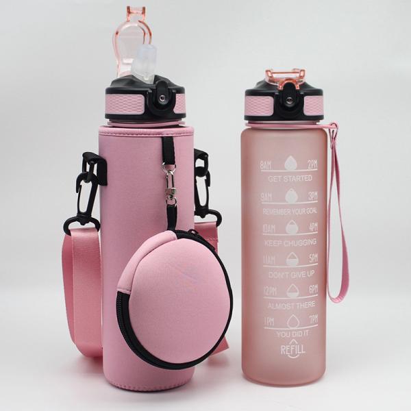 Customized Logo Neoprene Water Bottle Cooler with Adjustable Shoulder Strap and Pouch
