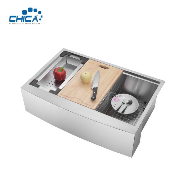 SUS304 stainless steel Double Bowl Kitchen Sinks Apron Front Handmade House Kitchen Sinks