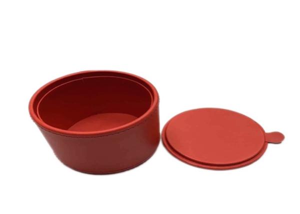 Cylindrical Leather Jewellery Gift Packaging Metal Hinge Closure For Gift Storage