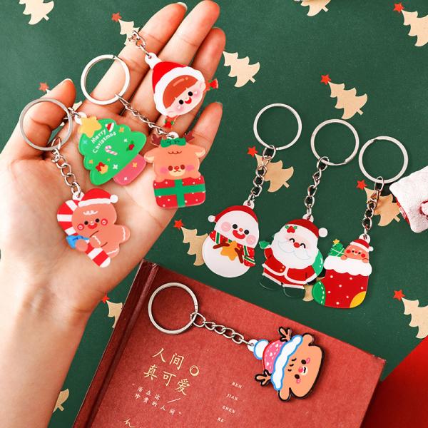 Christmas Festival Acrylic Keychain with Metal Ring Attachment and Cute Snowman Charms
