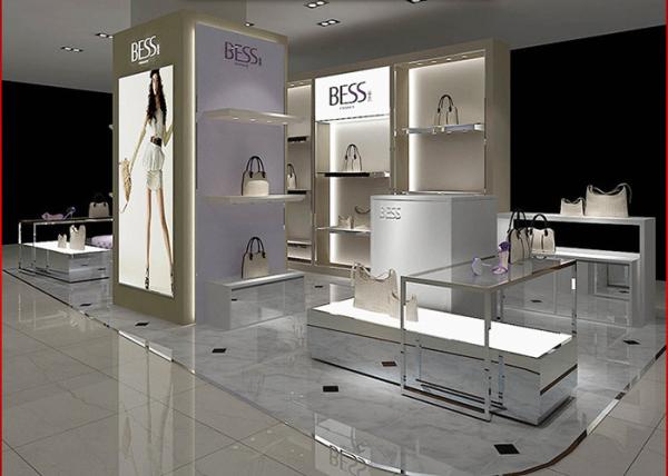 Boutiques Bag Shoe Store Display Shelves Luxury Wooden Customized Size