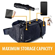 6 Pockets Fashion Fanny Pack Hiking Cute Waist Bag