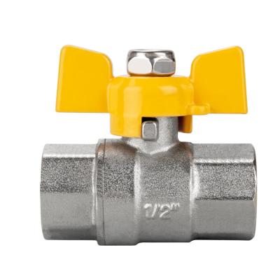 DN15-25 20MM Butterfly Handle Nickel Plated Brass Gas Valve With Iron Handle