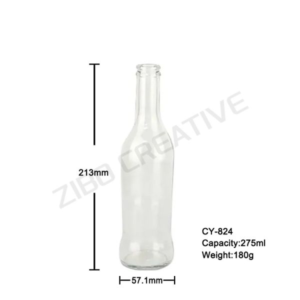 275ml Flint RTD Empty Glass Soda Bottles Crown Top 180g CY-824