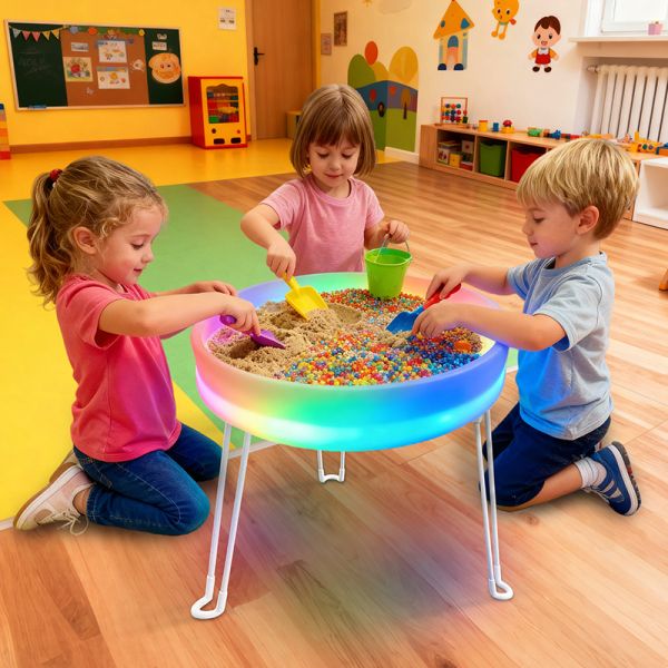 Interactive Kids' Foldable Touch Table with Color-Changing Lights and Music Waterproof Educational Sensory Toy for Children