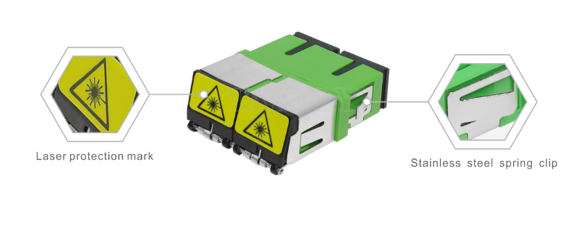 SC Duplex Adapter with Front Shutter – External Cover for Dust & Laser Protection, High & Low Temperature Resistant