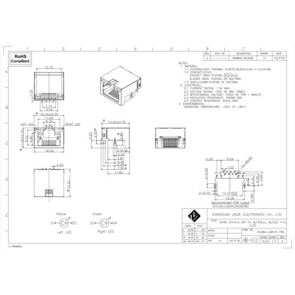 Femelle femelle modulaire de coupleur de port femelle du bâti RJ45 mi SMD à la femelle