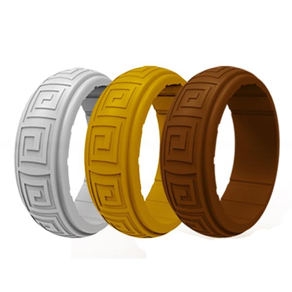 Sports Mens Silicone Ring Breathable Step Edges 8mm for Wedding Engagement
