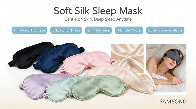 Sleeping Custom Solid Color Silk Satin Eye Mask Private Label Logo Adjustable 20g