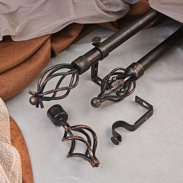 25/28mm diameter Metal black multi-beads Customized curtain rods finials single bracket