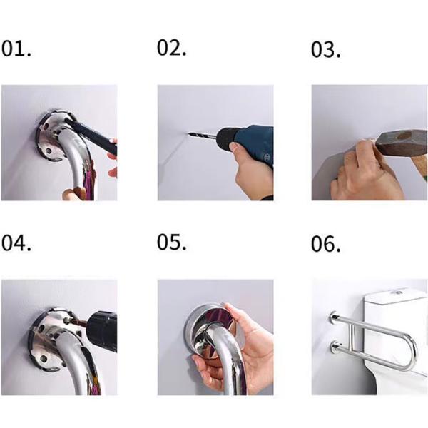 304 Stainless Steel U Shaped Grab Bars , Anti Slip Bathroom Safety Rails