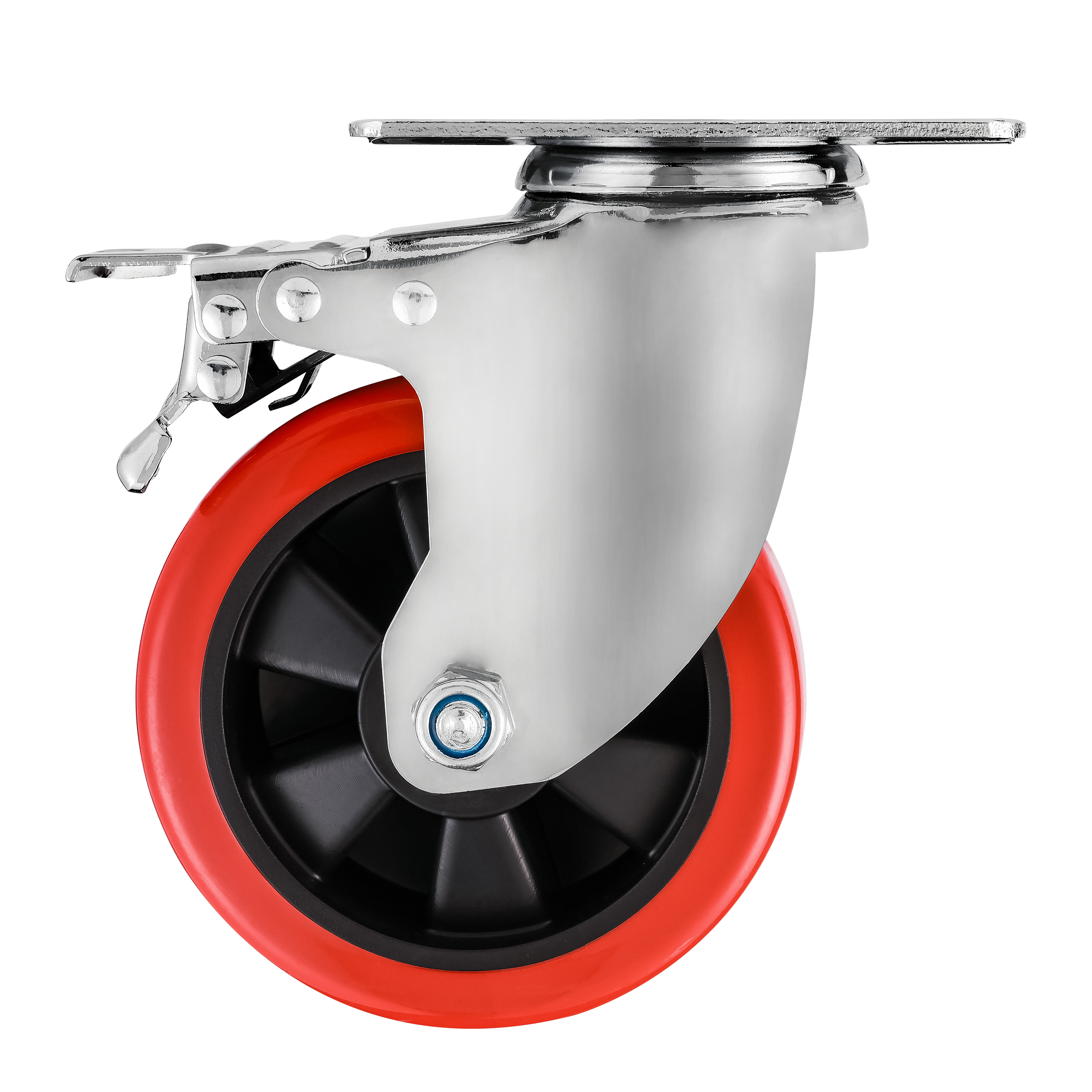 High Load Factory Direct 120-200kgs Industrial Swivel Red Pu 3 4 5 6 Inch Medium-Heavy Duty Caster Wheel