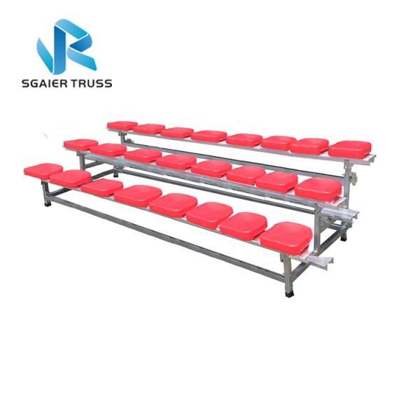 Outdoor Padded Bleacher Seats , Gym / Stadium 3 Row Aluminum Bleachers ,