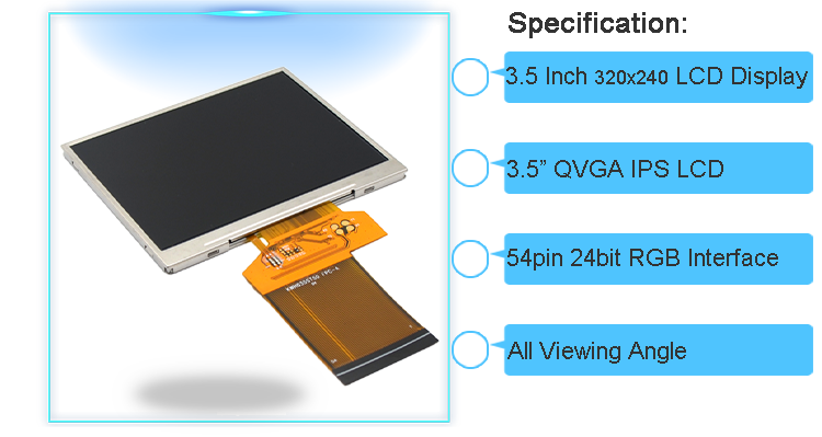 Wearable IPS LCD 320x240 TFT Display Panel 3.5 Inch LCD Screen HX8238D