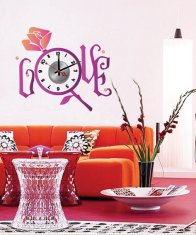Home Decoration Acrylic Love Designer Wall Sticker Clocks 10D050