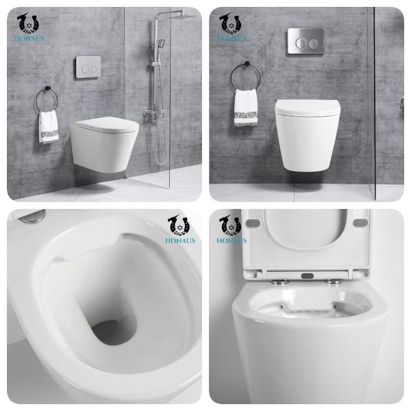 Modern Rimless Wall Mounted Toilet Bowl Western Bathroom Commode Customized