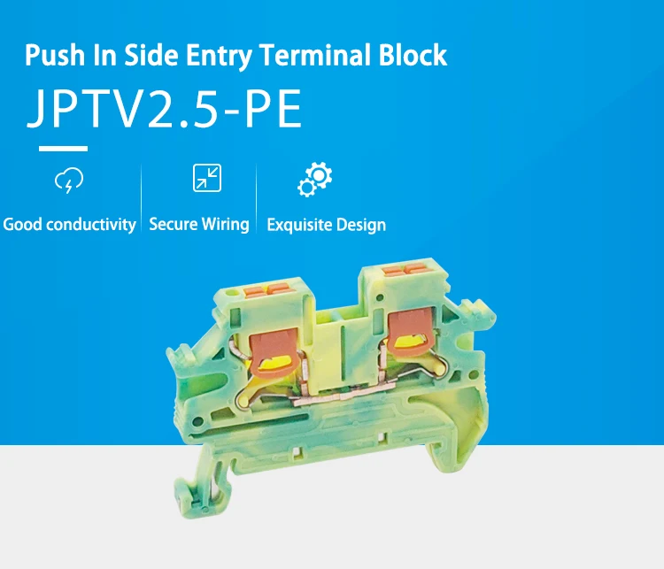 PTV 2.5-PE наземный модульный DIN железнодорожный терминал блок боковой вход подталкивающий проволочный соединитель электрический 2,5 мм
