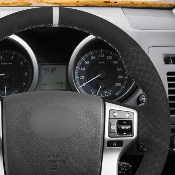 Custom Hand Stitching Embossed Athsuede Steering Wheel Cover for Toyota 4Runner Land Cruiser Prado Tacoma Sequoia 2010-2017