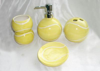 Stoneware Porcelain Ceramic Bathroom Set Earthenware Hand Painted Tennis Ball Shaped