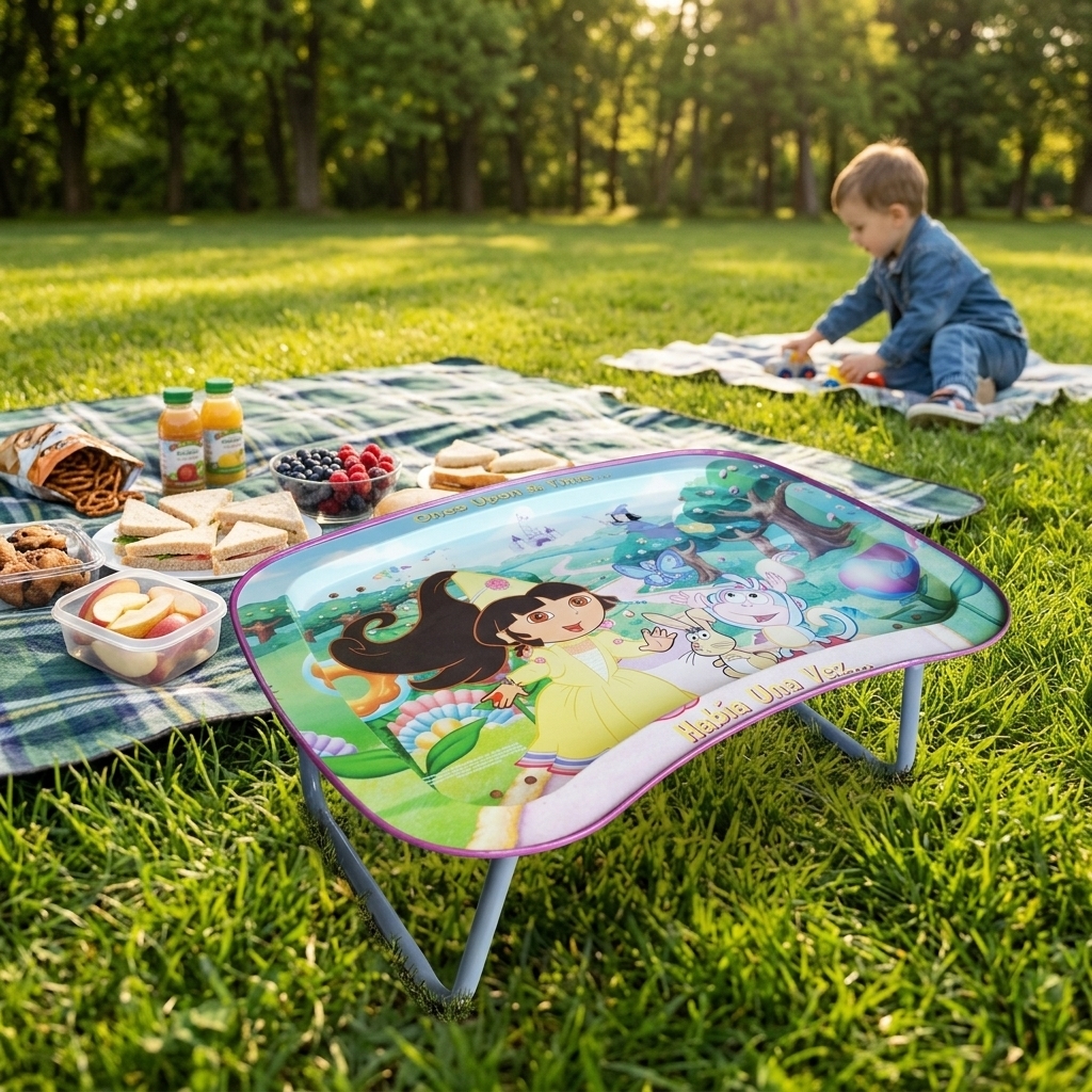 DADI  Custom Printing Food Grade Metal Tin Tray with Foldable Stand for Children