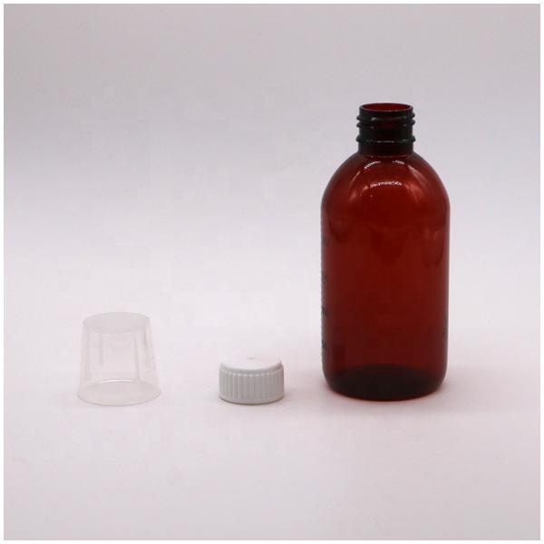 250ml Amber PET Liquid Medicine Bottle with Screw Cap and Pharmacy Medicine Container