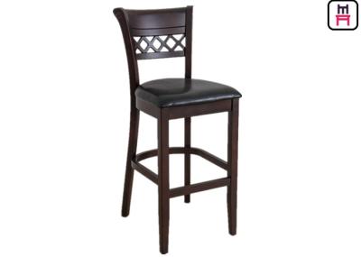 Grating Leather Seats Restaurant Supply Bar Stools , Traditional Oak Wood Bar Stools