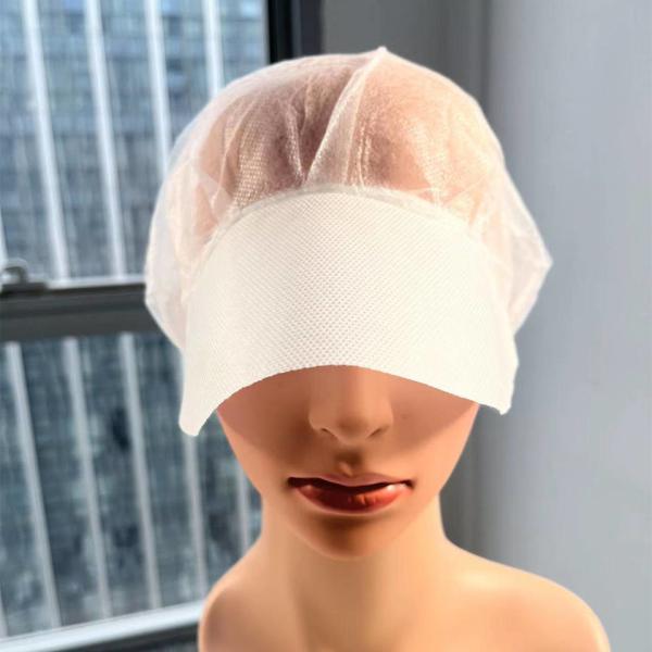 Workshop Food Industry PP Hair Cover White Disposable Non Woven Bouffant Peak Caps