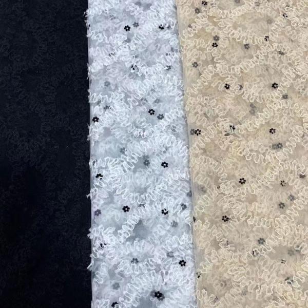 Вышитая морщинка Тюль марли ткани 3D сетки шнурует чистую ткань мягко