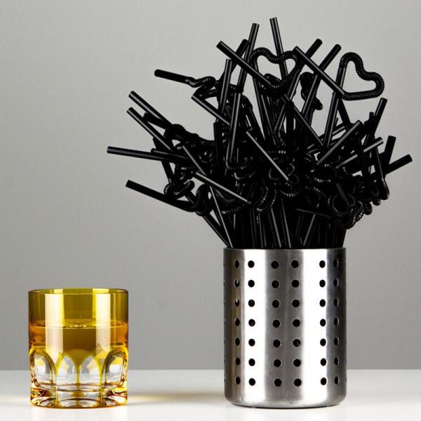 Colorful / Black Coffee Straws , Wedding Party Disposable Plastic Straws